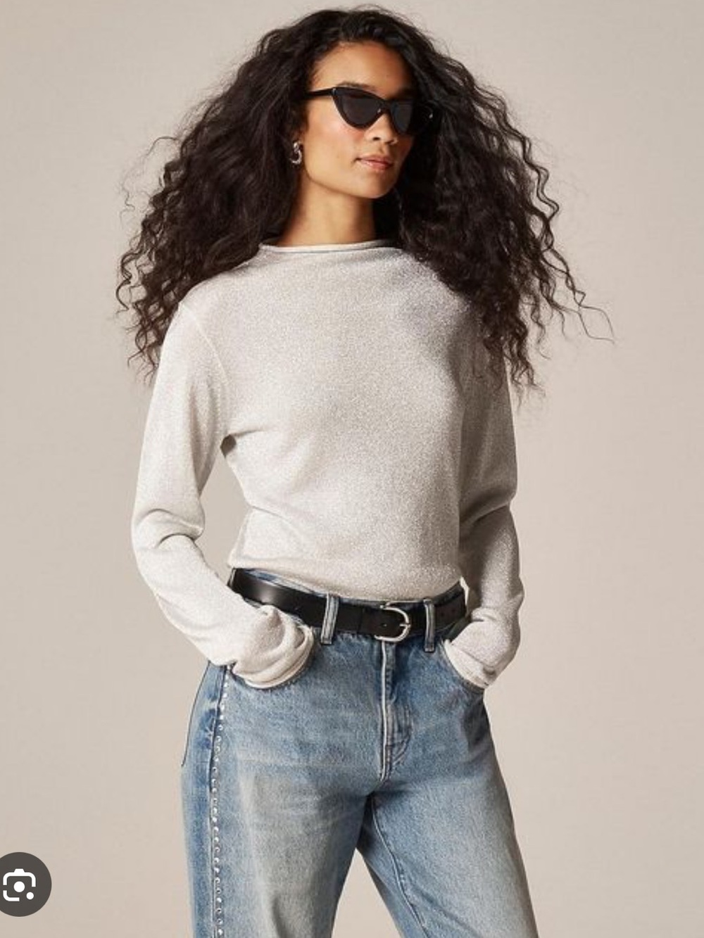 J. Crew Metallic mockneck sweater - silver